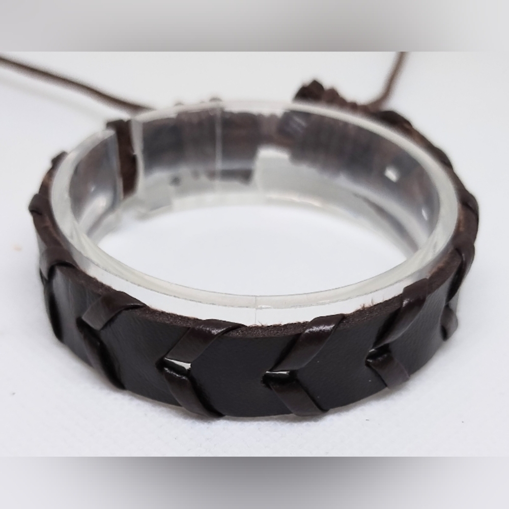 Men's Leather Bracelet Black New f75